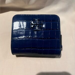 Tory Burch Royal Blue Croc-Embossed Wallet